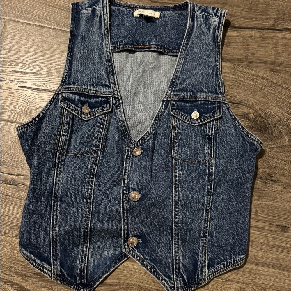 American Eagle Outfitters Blue Denim Vest